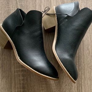 Black Faux Leather Booties